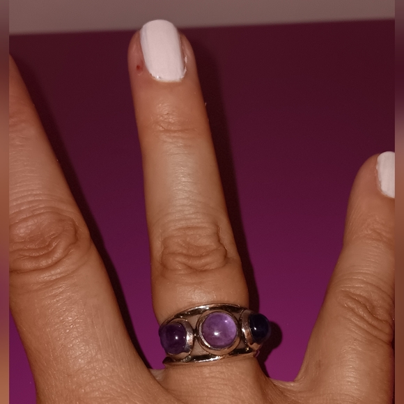 REDUCED!!! Sterling Silver Amethyst and Moonstone Rings - Picture 5 of 5